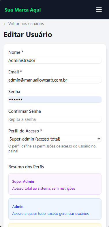 Editar Usuário - Mobile